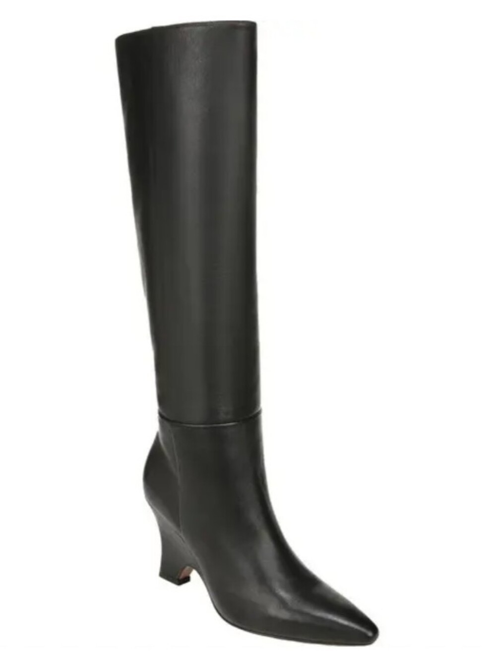 Sam Edelman Vance Black Leather Knee-High Kitten Heel Boots 6.5